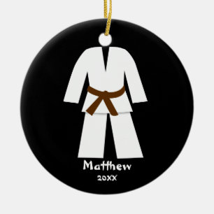 Taekwondo Karate Brown Belt Personalized Ceramic Ornament