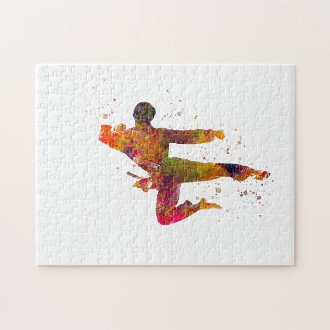 Taekwondo-karate en acuarela jigsaw puzzle (Horizontal)
