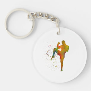 Taekwondo-karate en acuarela keychain
