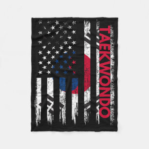Taekwondo Karate Martial Arts Training Korean Flag Fleece Blanket