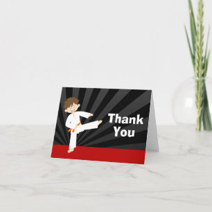 Taekwondo Karate Orange Belt Birthday Thank You Card