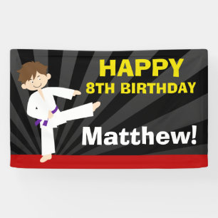 Taekwondo Karate Purple Belt Boy Birthday Banner