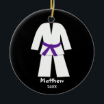 Taekwondo Karate Purple Belt Personalized Ceramic Ornament<br><div class="desc">A personalized martial arts Christmas ornament. Perfect for Taekwondo,  Karate,  Judo and more. Great for kids or adults -- Easily personalize!</div>