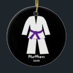 Taekwondo Karate Purple Belt Personalized Ceramic Ornament<br><div class="desc">A personalized martial arts Christmas ornament. Perfect for Taekwondo,  Karate,  Judo and more. Great for kids or adults -- Easily personalize!</div>