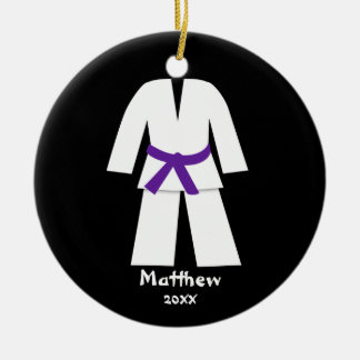 Taekwondo Karate Purple Belt Personalized Ceramic Ornament