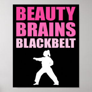 Taekwondo Karate Women Beauty Brains Black Belt Poster