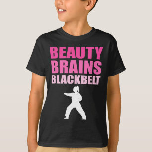 Taekwondo Karate Women Beauty Brains Black Belt  T-Shirt