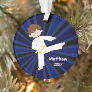 Taekwondo Karate Yellow Belt Boy Personalized Ornament