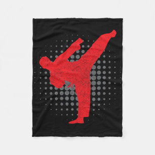 Taekwondo Kick Karate Boys Girls Martial Arts Vint Fleece Blanket