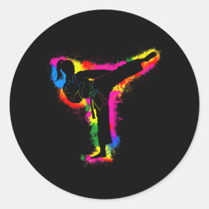 Taekwondo Kick Martial Arts Women Girls Karate Classic Round Sticker