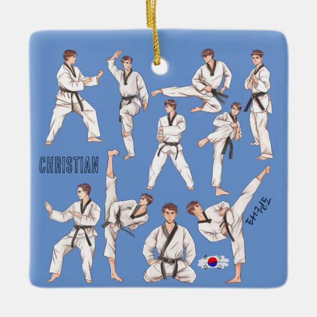 Taekwondo Korean Martial Arts 5 Tenets Ceramic Orn Ceramic Ornament (Front)