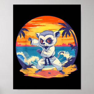 Taekwondo Lemur Kickboxing Animall Jiu-Jitsu Kung Poster