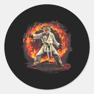 Taekwondo Leopard Kickboxing Animall Jiu-Jitsu Classic Round Sticker