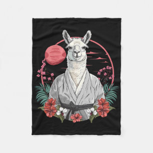 Taekwondo Llama Kickboxing Taekwondo Floral Llama Fleece Blanket