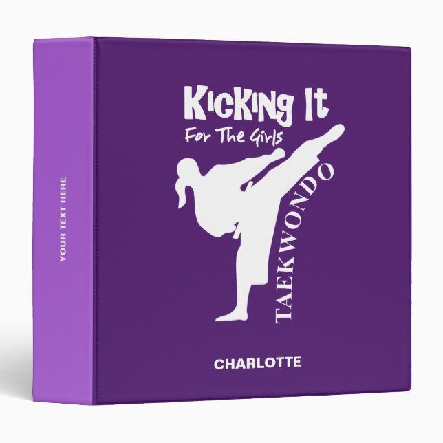 Taekwondo Martial Arts Girls Cute Quote Binder (Front/Spine)