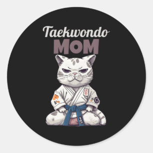 Taekwondo Mom Cat Karate Judo Classic Round Sticker