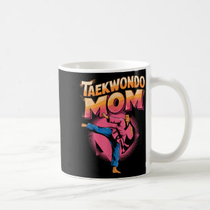 Taekwondo Mom Retro Sunset Kick Design Coffee Mug