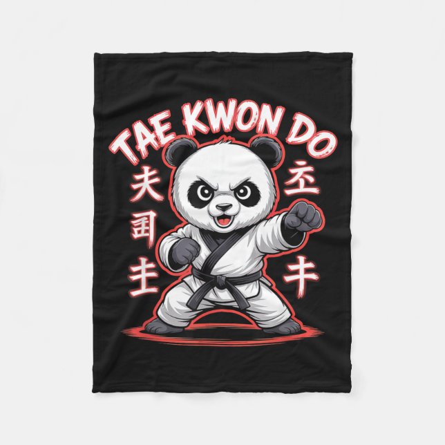 Taekwondo Panda - Funny Korean Mma Tkd Fleece Blanket (Front)