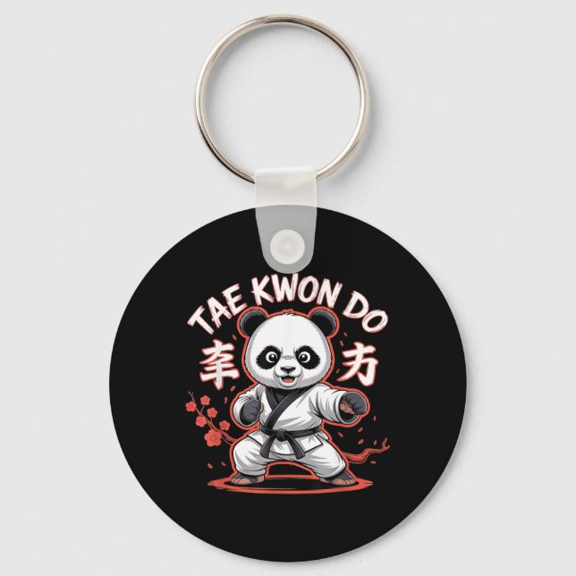 Taekwondo Panda - Funny Korean Tkd Keychain (Front)