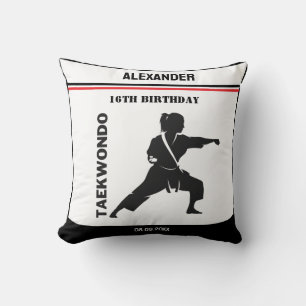 Taekwondo Player, Birthday Gift, Team Karate Throw Pillow