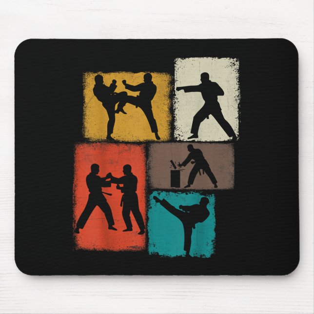 Taekwondo Practitioner Collage Men Kids Coach Mouse Pad (Front)
