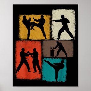 Taekwondo Practitioner Collage Men Kids Coach Poster