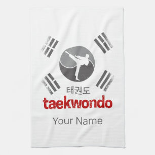 Taekwondo Retro Korea Flag Martial Arts Vintage Kitchen Towel