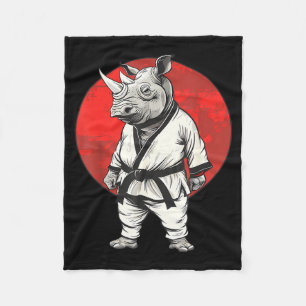 Taekwondo Rhino Kickboxing Animall Jiu-Jitsu Kung Fleece Blanket