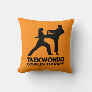 Taekwondo Sparring Couple's Therapy Throw Pillow