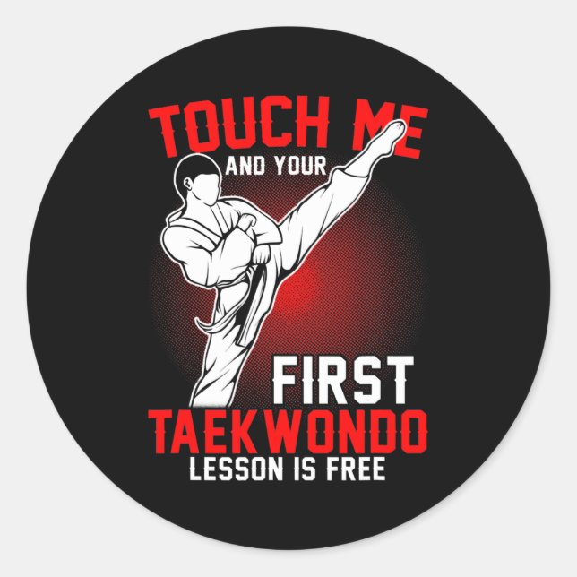 Taekwondo Tae Kwon Do Korean Self Defense Boys Classic Round Sticker (Front)