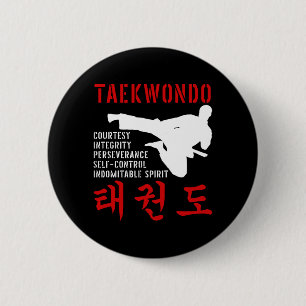Taekwondo Tenets Martial Arts 2 Inch Round Button