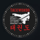 Taekwondo Tenets Martial Arts Large Clock<br><div class="desc">Successful Taekwondo martial artists respect these 5 tenets in an out of the dojang. This Taekwondo Tenets t-shirt is perfect reminder to follow the Taekwondo Way. This Taekwondo Tenets t-shirt makes a great gift.</div>