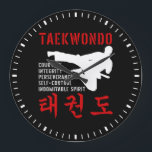 Taekwondo Tenets Martial Arts Large Clock<br><div class="desc">Successful Taekwondo martial artists respect these 5 tenets in an out of the dojang. This Taekwondo Tenets t-shirt is perfect reminder to follow the Taekwondo Way. This Taekwondo Tenets t-shirt makes a great gift.</div>