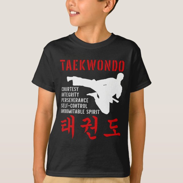 Taekwondo Tenets Martial Arts T-Shirt (Front)