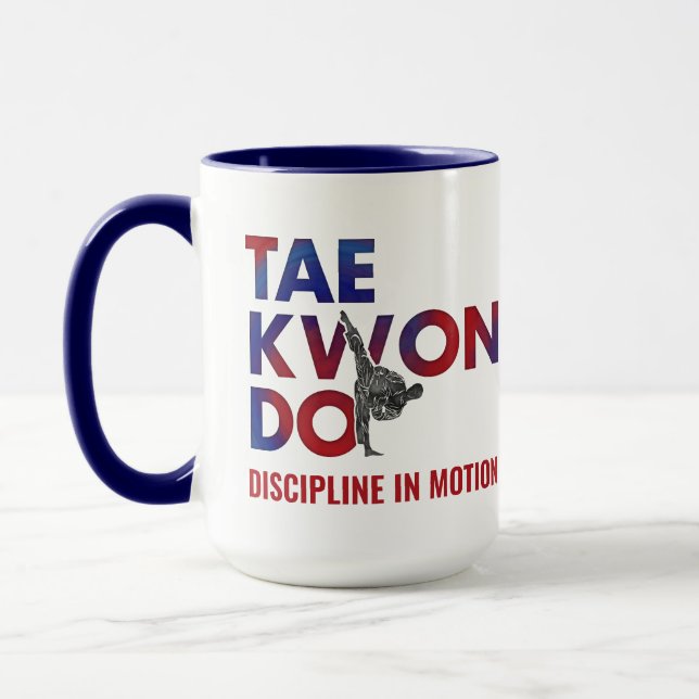 Taekwondo Typography Design High Kick Silhouette Mug (Left)