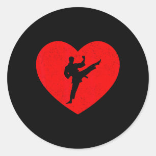 Taekwondo Valentine Heart Shape Taekwondo Lovers  Classic Round Sticker