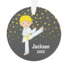 Taekwondo Yellow Belt Blonde Boy Personalized