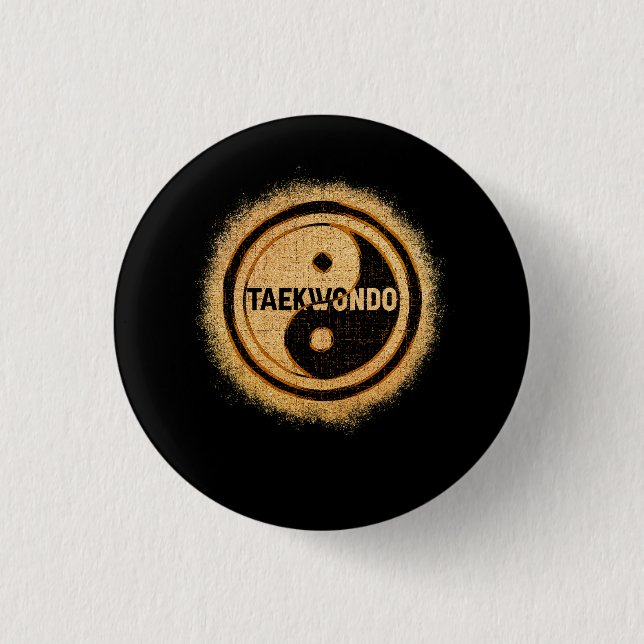 Taekwondo Yin Yang Chinese Tae Kwon Do Duality Mar 1 Inch Round Button (Front)