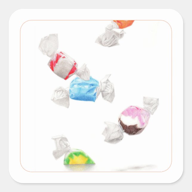 TAFFY RAIN Small Square Stickers (Front)