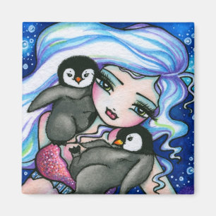 "Tag Alongs" Mermaid Baby Penguins Fantasy Fairy Magnet