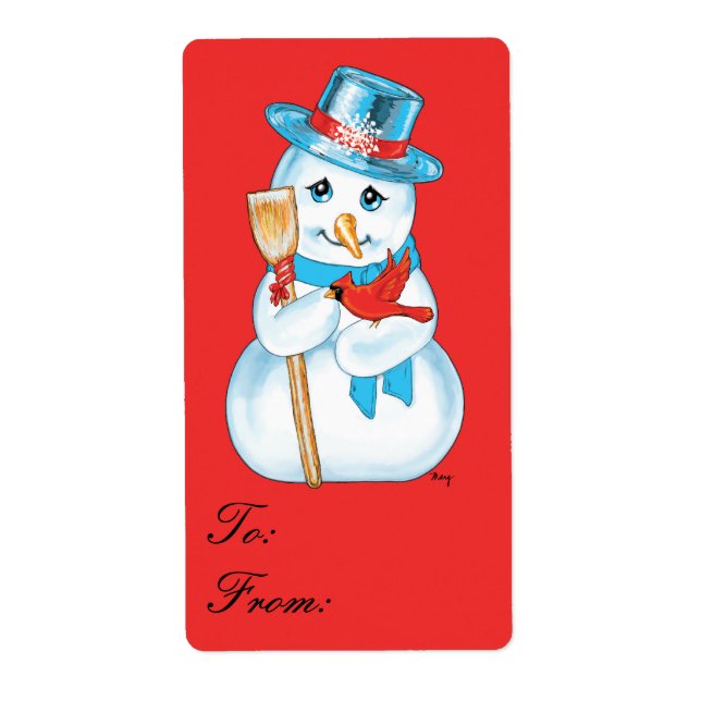 Tag Cadeau du cardinal Snowman (Devant)