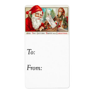 Tag cadeau vintage Best Wives de Père Noël et Elf