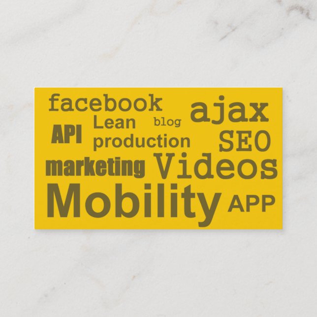 Tag Cloud Jaune Carte de visite Web Design (Dos)