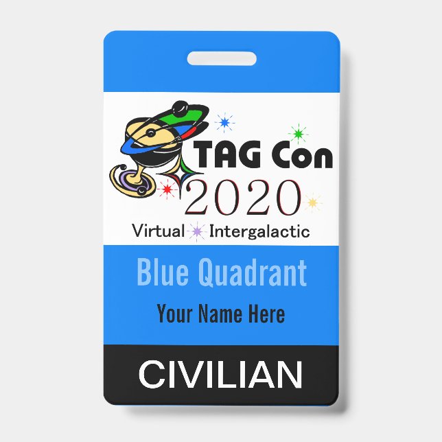 TAG Con 2020 - Blue Quadrant - Civilian Badge (Front)