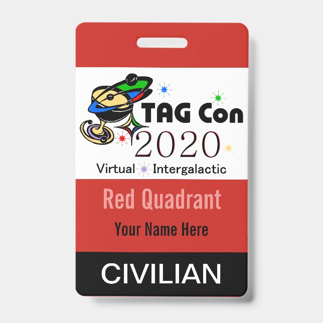 TAG Con 2020 - Red Quadrant - Civilian Badge (Front)