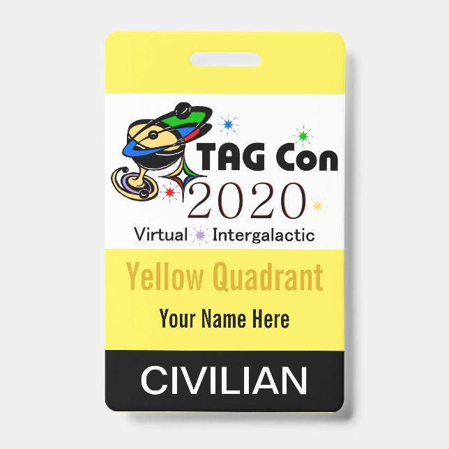 TAG Con 2020 - Yellow Quadrant - Civilian Badge (Front)