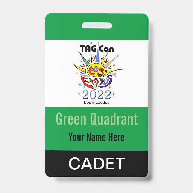 TAG Con 2022 - Green Quadrant - Cadet Badge (Front)