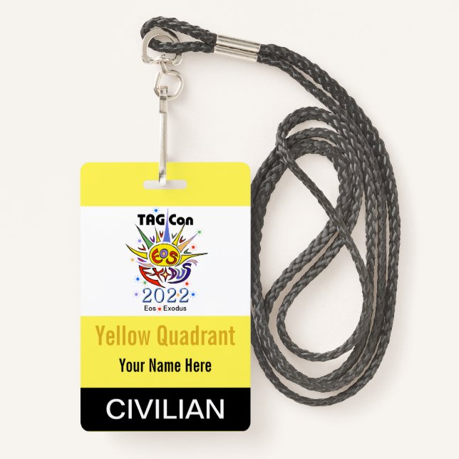 TAG Con 2022 - Yellow Quadrant - Civilian Badge (Front with Lanyard)