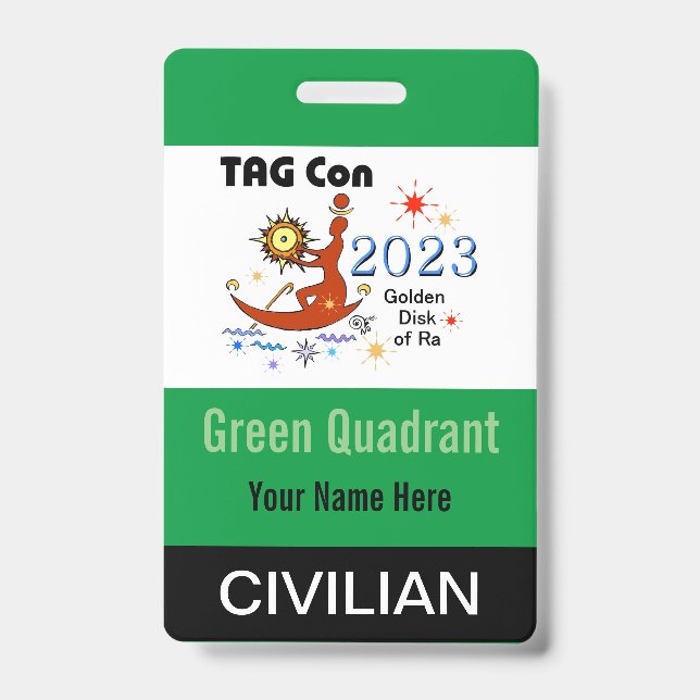 TAG Con 2023 - Green Quadrant - Civilian Badge (Front)