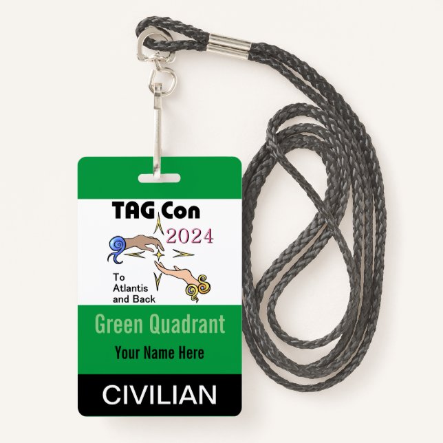 TAG Con 2024 - Green Quadrant - Civilian Badge (Front with Lanyard)